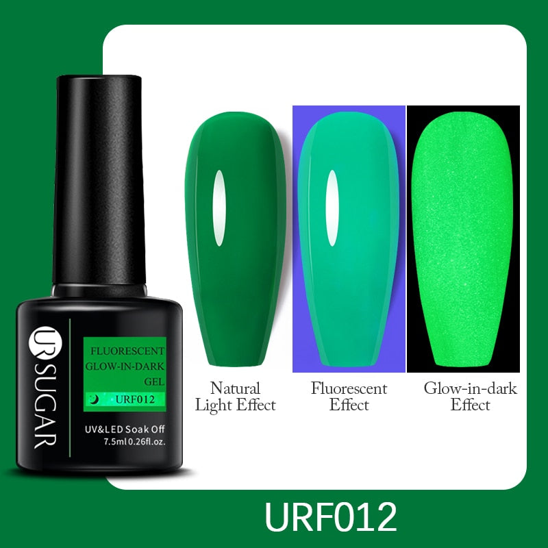 UR SUGAR Fluorescent Gel Nail Polish Neon Yellow Green Blue Color Gel Soak Off UV Nail Gel Varnish For Nail Art Top Coat Neon Fluorescent Gel Nail Polish DailyAlertDeals Luminous URF012  