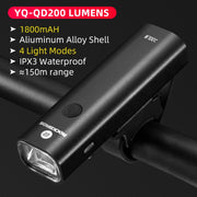 ROCKBROS Bike Light Rainproof Type-C Charging LED 2000mAh MTB Front Lamp Headlight Aluminum Ultralight Flashlight Bicycle Light USB Charging LED Flashlight for Bicycle DailyAlertDeals YQ-QD200LM USB China 