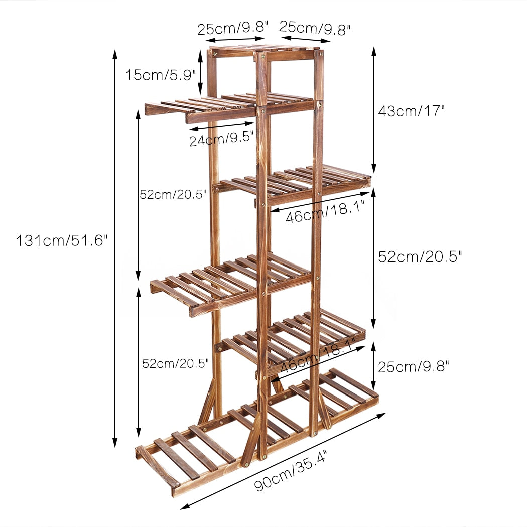 6 Tier Wooden Plant Stand Carbonized Wood Plant Stand Holder Flower Display Stand Flower Pot Rack Bonsai Display Bench Patio She 6 Tier Wooden Plant Stand Carbonized DailyAlertDeals   