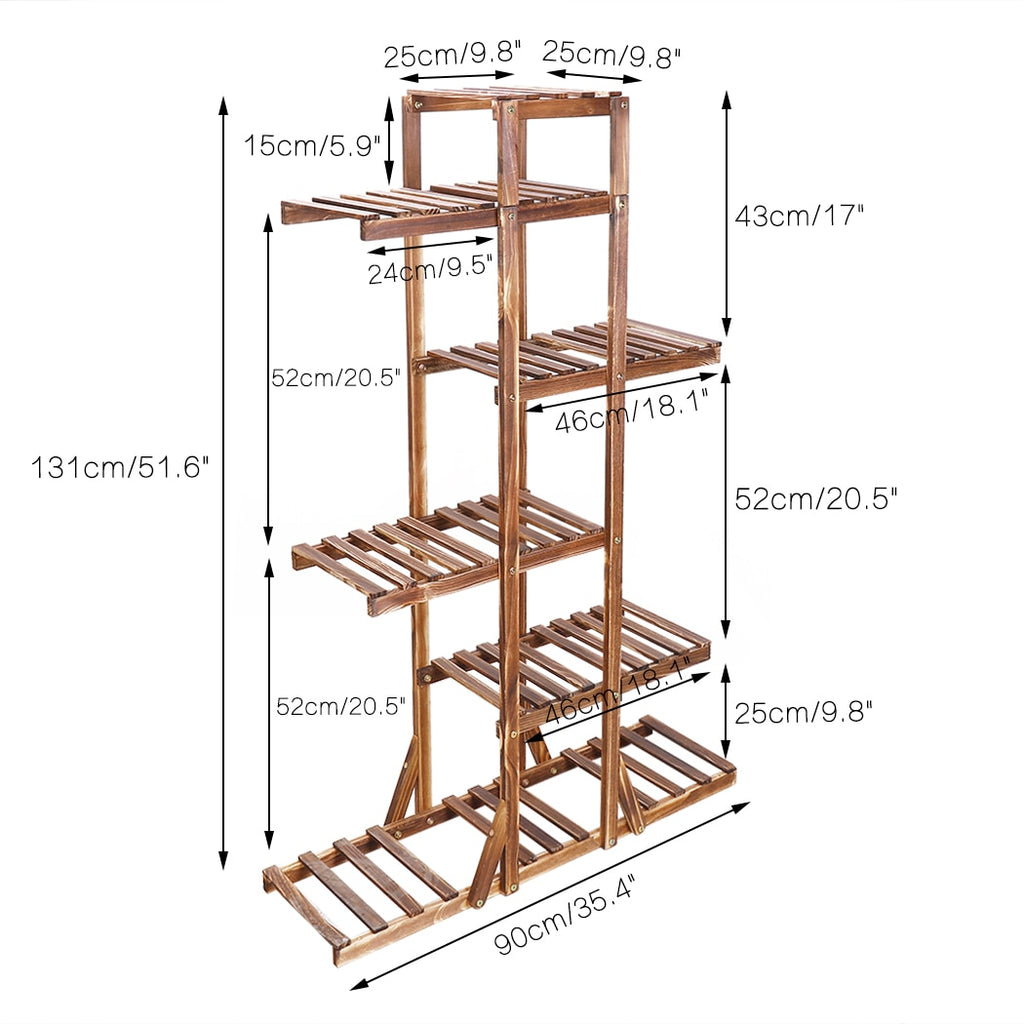 6 Tier Wooden Plant Stand Carbonized Wood Plant Stand Holder Flower Display Stand Flower Pot Rack Bonsai Display Bench Patio She 6 Tier Wooden Plant Stand Carbonized DailyAlertDeals   