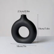 Nordic Ceramic Vase for Pampas Grass Donuts Flower Pot Home Decoration Accessories Office Living Room Interior Table Desk Decor Nordic Ceramic Vase DailyAlertDeals Black M China 