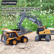 2.4G High Tech 11 Channels RC Excavator Dump Trucks Bulldozer Alloy Plastic Engineering Vehicle Electronic Toys For Boy Gifts RC Excavator Dump Trucks Bulldozer toy for children DailyAlertDeals   