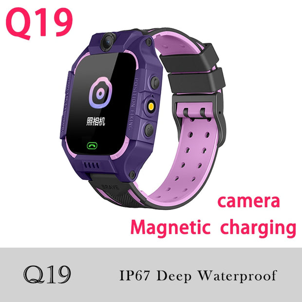 Q12 Children Smart Watch SOS Phone Watch Smartwatch Kids With Sim Card Photo Waterproof IP67 A28 Q19 Gift For IOS Android Z5S W5 0 DailyAlertDeals Q19 Purple IP67 English version 