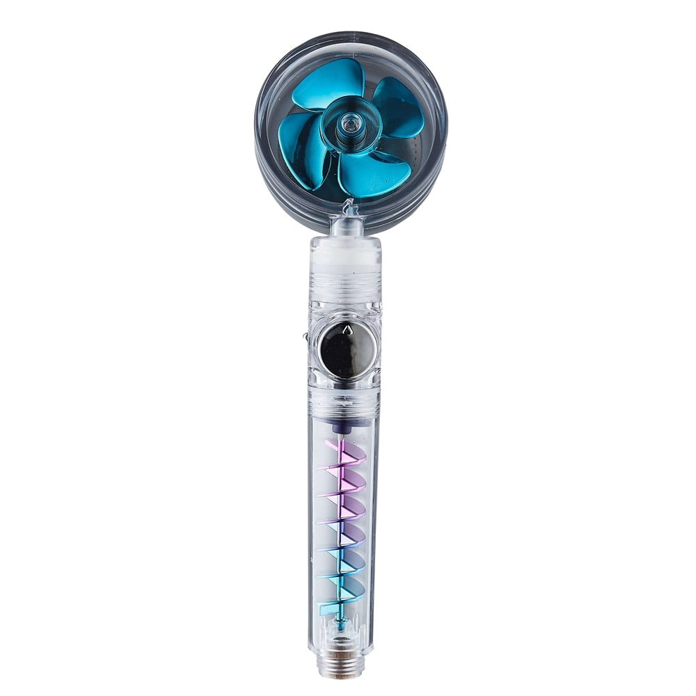 Strong Pressurization Spray Nozzle Water Saving  Rainfall 360 Degrees Rotating With Small Fan Washable Hand-held Shower Head Hand Shower DailyAlertDeals colorful blue  