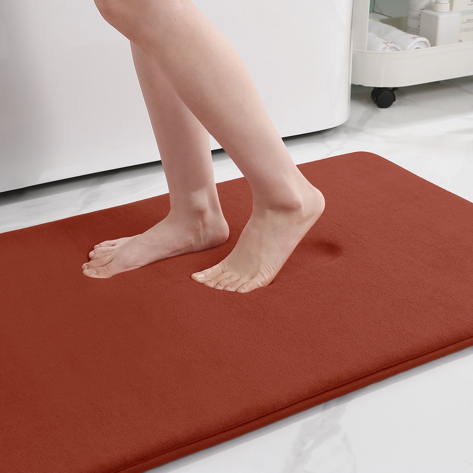 Memory Foam Bath Mat Anti-Slip Shower Carpet Soft Foot Pad Decoration Floor Protector Absorbent Quick Dry Bathroom Rug Mats & Rugs DailyAlertDeals 43x61cm(17x24inch) China red brown