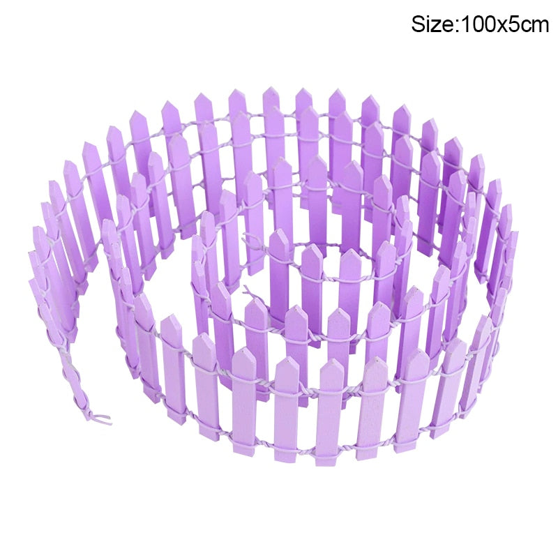 100*5cm/3cm Mini Wooden Fence DIY Miniature Fairy Garden Wood Barrier Dollhouse Showcase Craft Home Decoration Accessories Seasonal & Holiday Decorations DailyAlertDeals 100x5cm-purple  