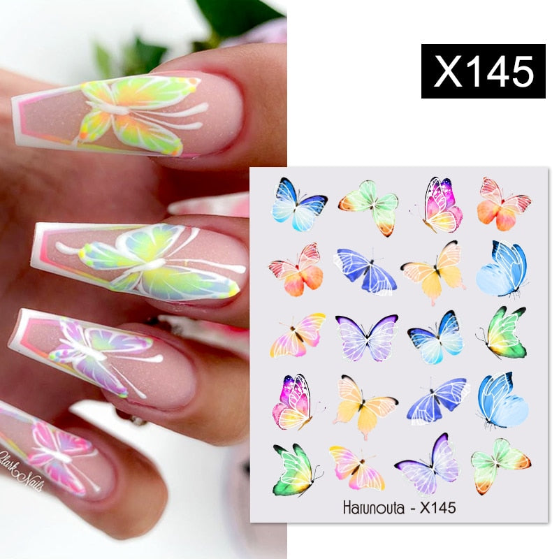 Harunouta Purple Blue Flowers Ink Blooming Nail Water Decals Geometry Line Ripple French Nail Stickers Manicuring Foils Wraps Nail Stickers DailyAlertDeals X145  