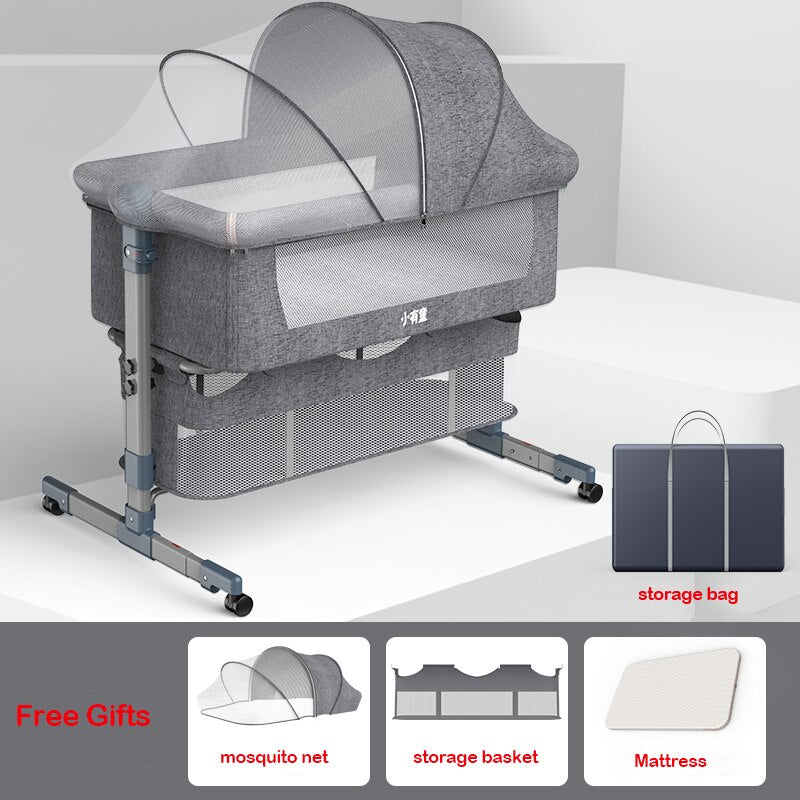 Movable Crib Foldable Portable Crib for Toddler Baby Cradle Baby Bassinet Bedside Sleeper for Baby Movable toddler crib DailyAlertDeals grey United States 