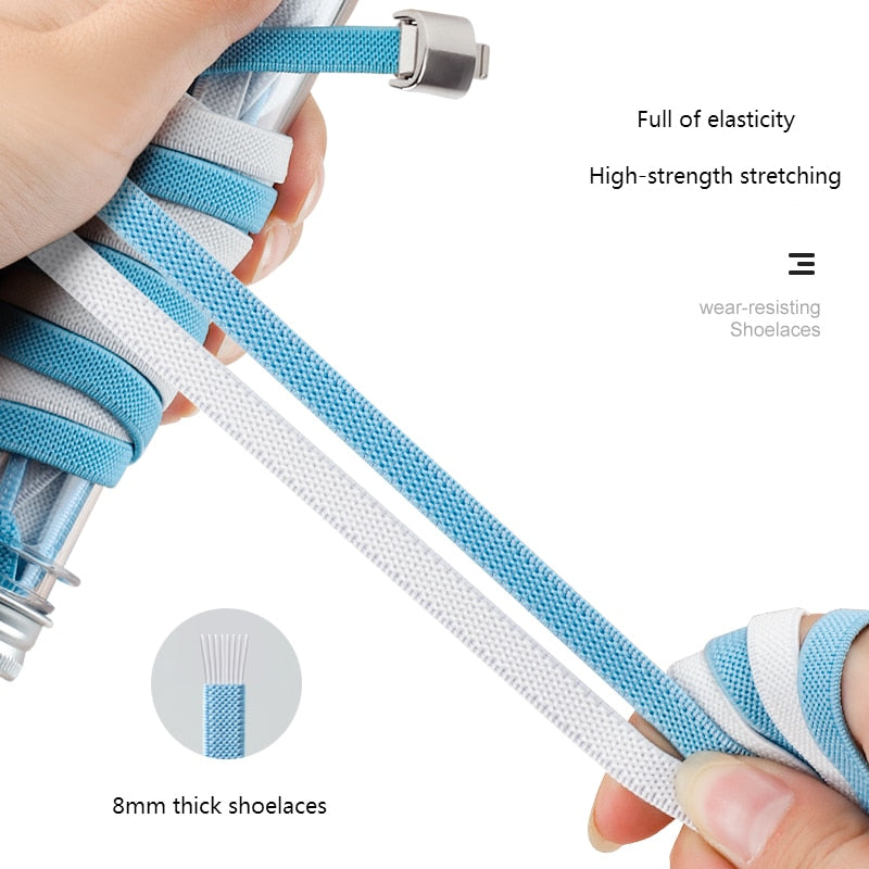 2022 No Tie Shoe laces Press Lock Shoelaces without ties Elastic Laces Sneaker Kids Adult 8MM Widened Flat Shoelace for Shoes 0 DailyAlertDeals   