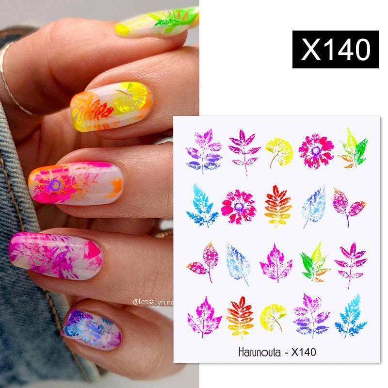 Harunouta 2022 NEW Gold Bronzing Slider Nail Art 3D Decals Decoration Flower Leaves Nail Art Sticker DIY Manicure Transfer Decal Nail Stickers DailyAlertDeals X140  