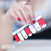 1sheet Korean Nail Polish Strips DIY Waterproof Nail Wraps Mixed Patterns Full Nail Patch Adhesive for Women Nail Art Stickers nail decal sticker DailyAlertDeals SQ1010  