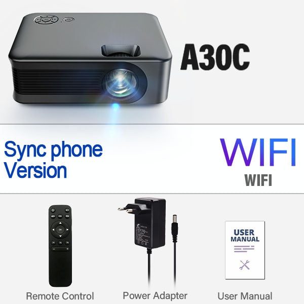 AUN MINI Projector Smart TV WIFI Portable Home Theater Cinema Battery Sync Phone Beamer LED Projectors for 4k Movie A30 Series 0 DailyAlertDeals China A30C 