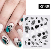 Harunouta Black Lines Flower Leaves Water Decals Stickers Floral Face Marble Pattern Slider For Nails Summer Nail Art Decoration 0 DailyAlertDeals X038  