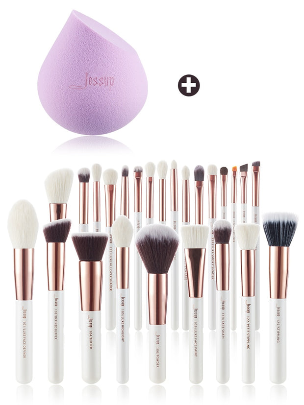 Jessup Professional Makeup brushes set ,6- 25pcs Makeup brush Natural Synthetic Foundation Powder Highlighter Pearl White T215  DailyAlertDeals T215 with SP004 China 