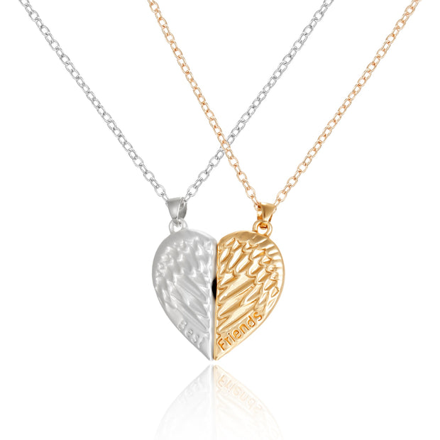 2Pcs/Lot Magnetic Couple Necklace Friendship Heart Pendant Distance Faceted Charm Necklace Women Valentine&#39;s Day Gift 2021 0 DailyAlertDeals 17  