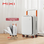 Mixi 2022 New Design Wide Handle Suitcase Men Carry-On Luggage Women Travel Trolley Case 20 Inch Cabin PC Aluminum Frame M9275 0 DailyAlertDeals Smoke White China 20"