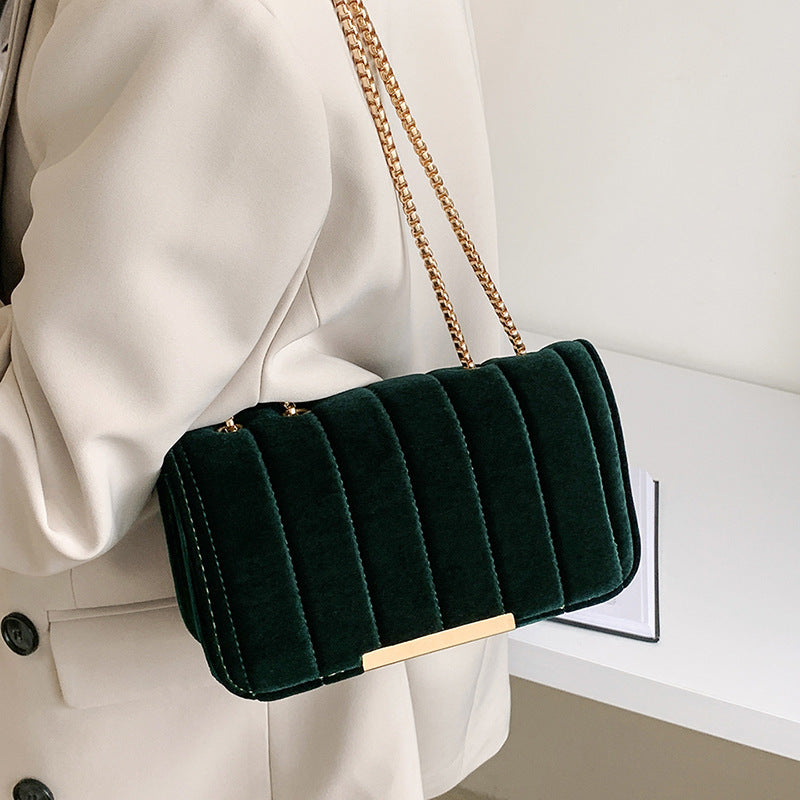 Women's Fashion One Shoulder Velvet Chain Crossbody Bag for Wedding Party and events women fashion Orange Felix   