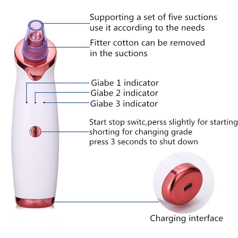Blackhead Remover Instrument Black Dot Remover Acne Vacuum Suction Face Clean Black Head Pore Cleaning Beauty Skin Care Tool Personal Care Orange Felix   