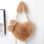 Love Bags Soft Plush Handbags Women Valentine's Day Party Bag Women fashion clothing Orange Felix Light khaki  