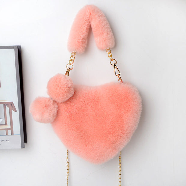 Love Bags Soft Plush Handbags Women Valentine's Day Party Bag Women fashion clothing Orange Felix   