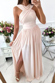 Summer Sleeveless Neck Hanging Back Dress Party Birthday Valentine Day gift Maxi For Her Women fashion clothing Orange Felix Beige 2XL 