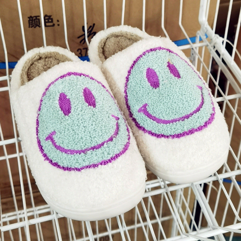 Cute Plush Half-wrapped Heel Non-slip Warm House Slippers Shoe Accessories Orange Felix White with turquoise 37 to 38 