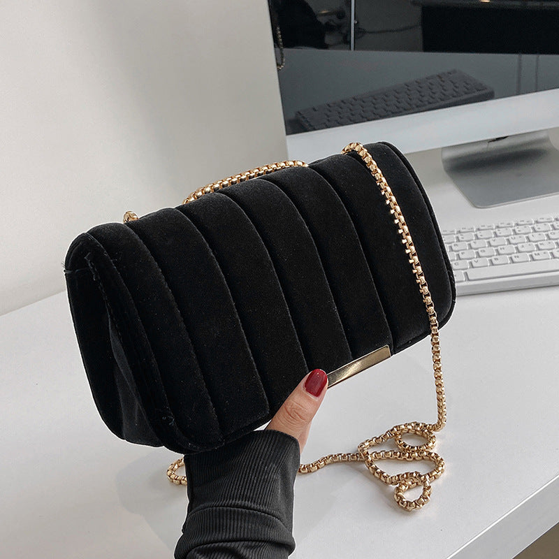 Women's Fashion One Shoulder Velvet Chain Crossbody Bag for Wedding Party and events women fashion Orange Felix   