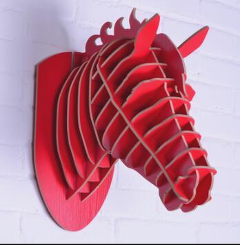 Horse Crafts Animal Head Home Decoration Novelty Items DIY Artwork Carving Wall  hozanas4life Red  