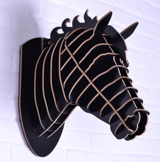 Horse Crafts Animal Head Home Decoration Novelty Items DIY Artwork Carving Wall  hozanas4life black  