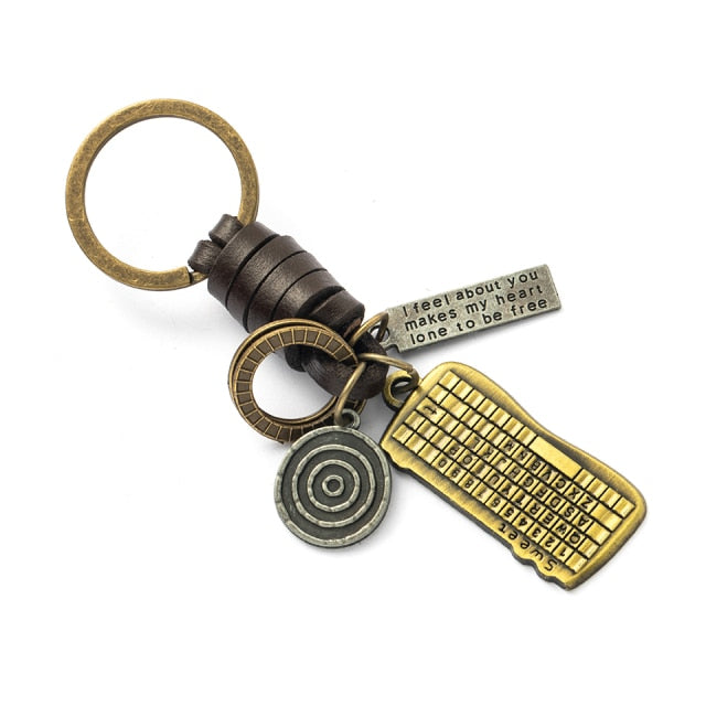 Classic keyboard guitar bike elephant shape series brass Copper keychains  hozanas4life K020129D 12 cm 