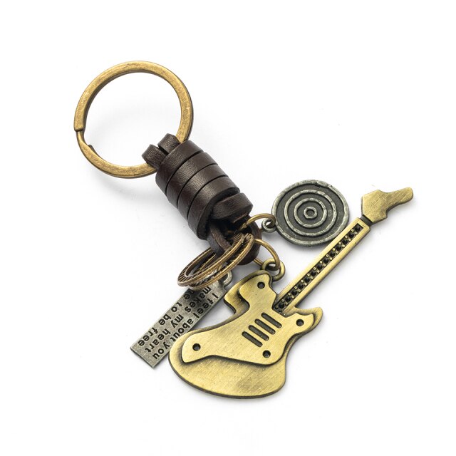 Classic keyboard guitar bike elephant shape series brass Copper keychains  hozanas4life K020134D 12 cm 