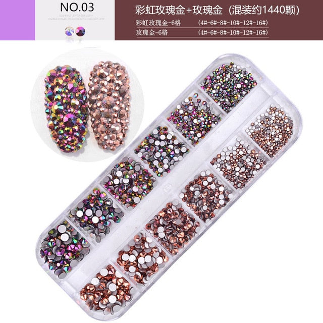 12 boxes / set of AB crystal rhinestone diamond gem 3D glitter nail art decoration beauty  hozanas4life 3  