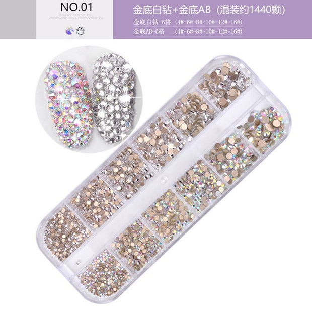12 boxes / set of AB crystal rhinestone diamond gem 3D glitter nail art decoration beauty  hozanas4life 1  