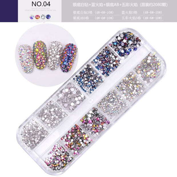 12 boxes / set of AB crystal rhinestone diamond gem 3D glitter nail art decoration beauty  hozanas4life 4  