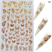 1pc Holographic 3D Butterfly Nail Art Stickers Adhesive Sliders Colorful Tray Set  hozanas4life 04  