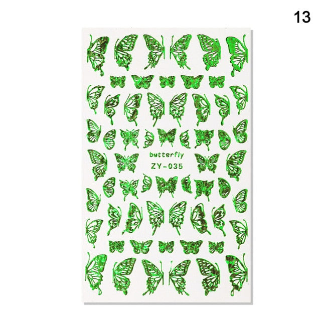 1pc Holographic 3D Butterfly Nail Art Stickers Adhesive Sliders Colorful Tray Set  hozanas4life 13  