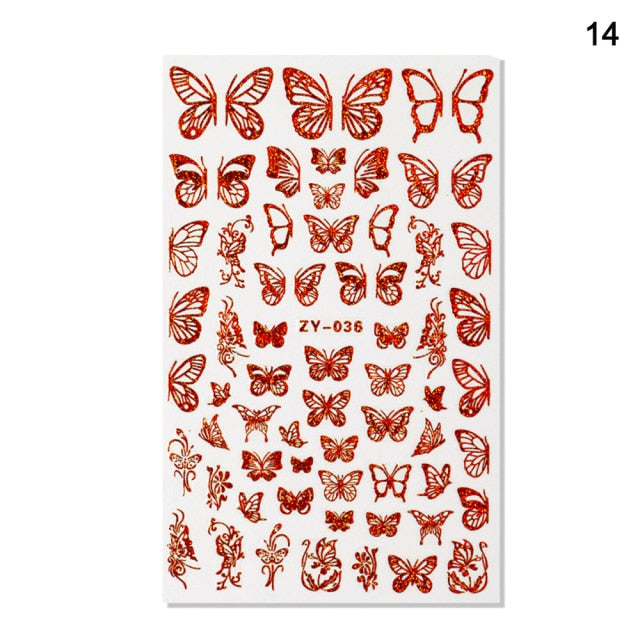 1pc Holographic 3D Butterfly Nail Art Stickers Adhesive Sliders Colorful Tray Set  hozanas4life 14  