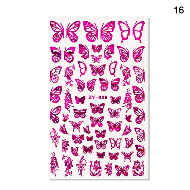 1pc Holographic 3D Butterfly Nail Art Stickers Adhesive Sliders Colorful Tray Set  hozanas4life 16  