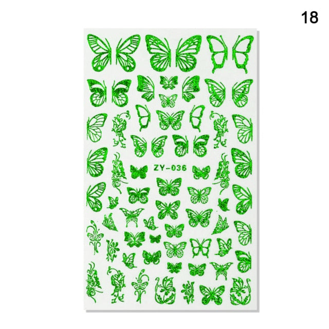 1pc Holographic 3D Butterfly Nail Art Stickers Adhesive Sliders Colorful Tray Set  hozanas4life 18  