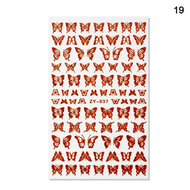 1pc Holographic 3D Butterfly Nail Art Stickers Adhesive Sliders Colorful Tray Set  hozanas4life 19  