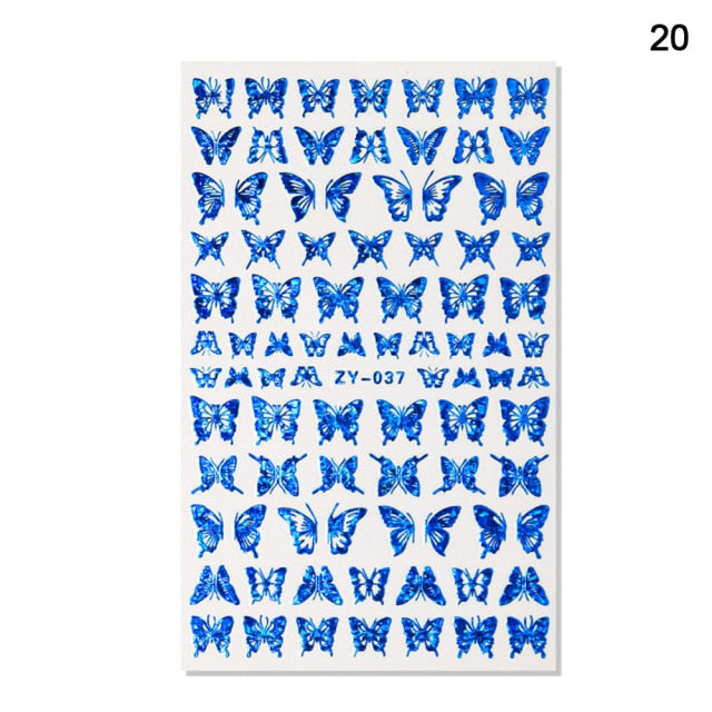 1pc Holographic 3D Butterfly Nail Art Stickers Adhesive Sliders Colorful Tray Set  hozanas4life 20  