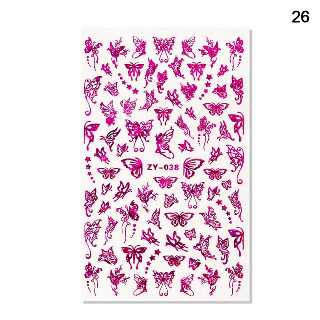 1pc Holographic 3D Butterfly Nail Art Stickers Adhesive Sliders Colorful Tray Set  hozanas4life 26  