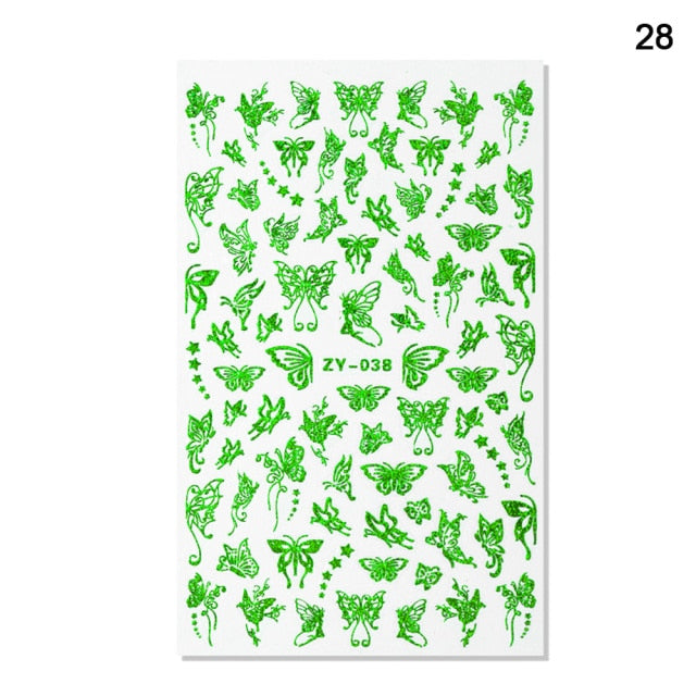 1pc Holographic 3D Butterfly Nail Art Stickers Adhesive Sliders Colorful Tray Set  hozanas4life 28  