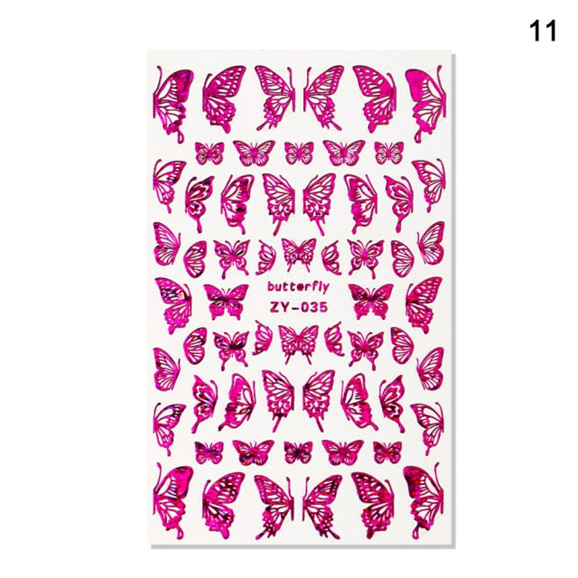 1pc Holographic 3D Butterfly Nail Art Stickers Adhesive Sliders Colorful Tray Set  hozanas4life 11  