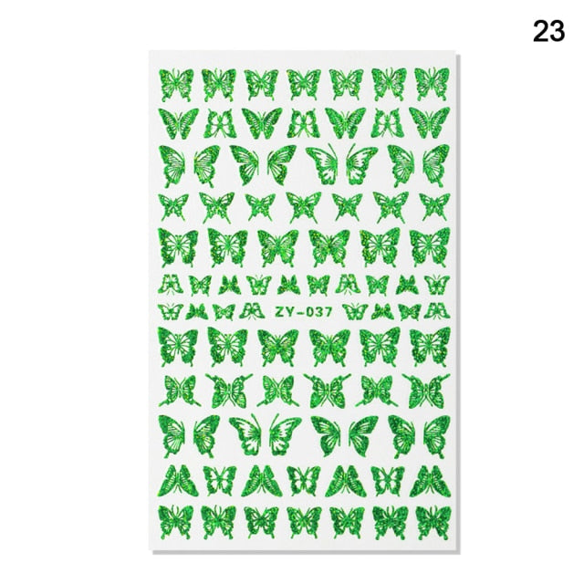 1pc Holographic 3D Butterfly Nail Art Stickers Adhesive Sliders Colorful Tray Set  hozanas4life 23  