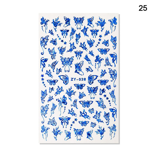 1pc Holographic 3D Butterfly Nail Art Stickers Adhesive Sliders Colorful Tray Set  hozanas4life 25  