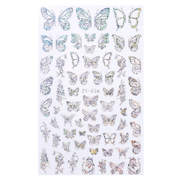 1pc Holographic 3D Butterfly Nail Art Stickers Adhesive Sliders Colorful Tray Set  hozanas4life 03  