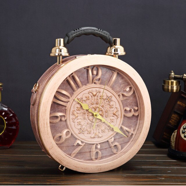 Novelty Bags Women Vintage Clock Shape Sholulder Clutch  hozanas4life Apricot  