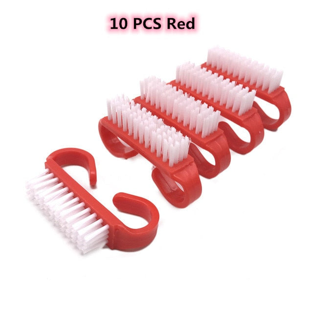 Nail Cleaning Clean Brush File Manicure Pedicure Soft Remove Dust  hozanas4life 10Pcs Red  
