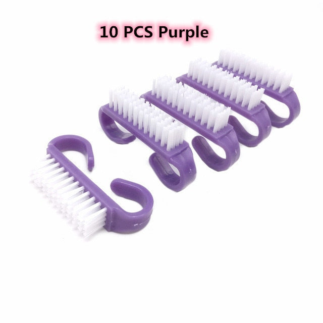 Nail Cleaning Clean Brush File Manicure Pedicure Soft Remove Dust  hozanas4life 10cs Purple  